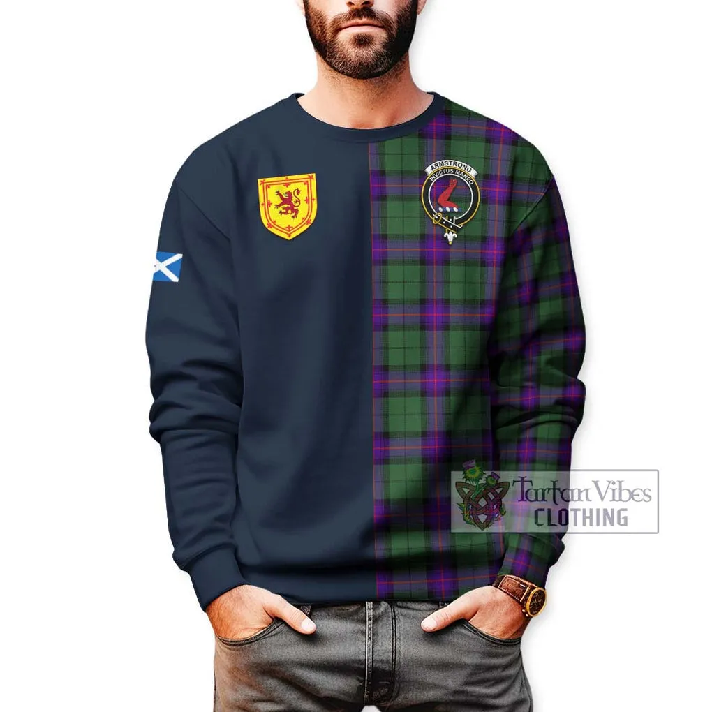 Armstrong Modern Tartan Sweatshirt Alba with Scottish Lion Royal Arm Half Style