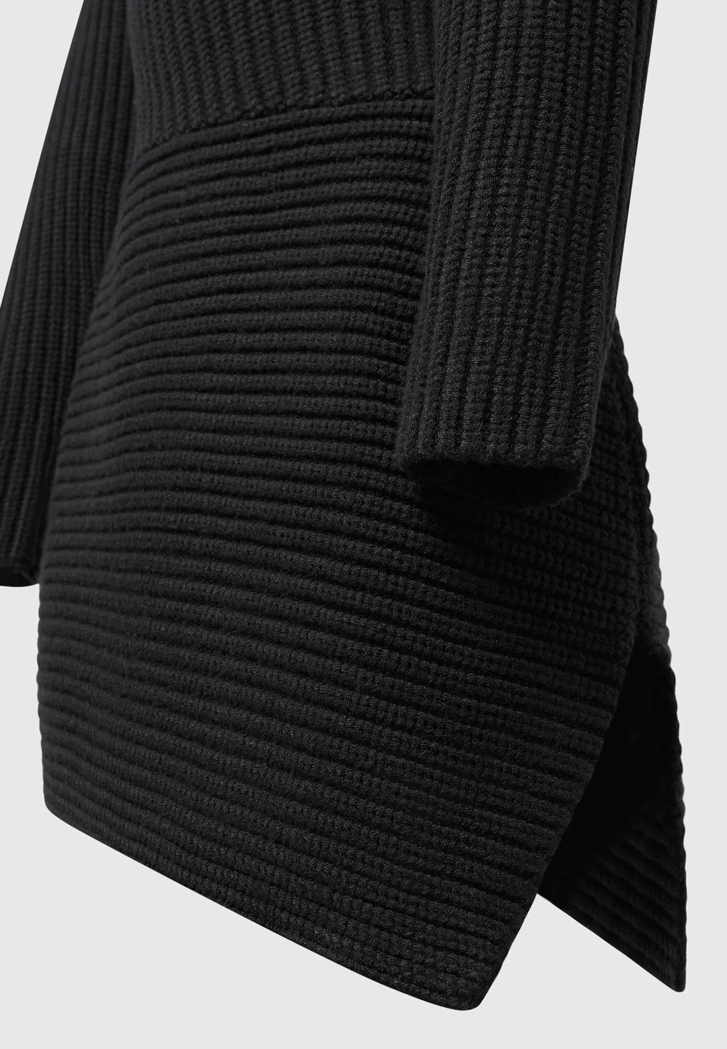 Asymmetric Knit Jumper Dress - Black