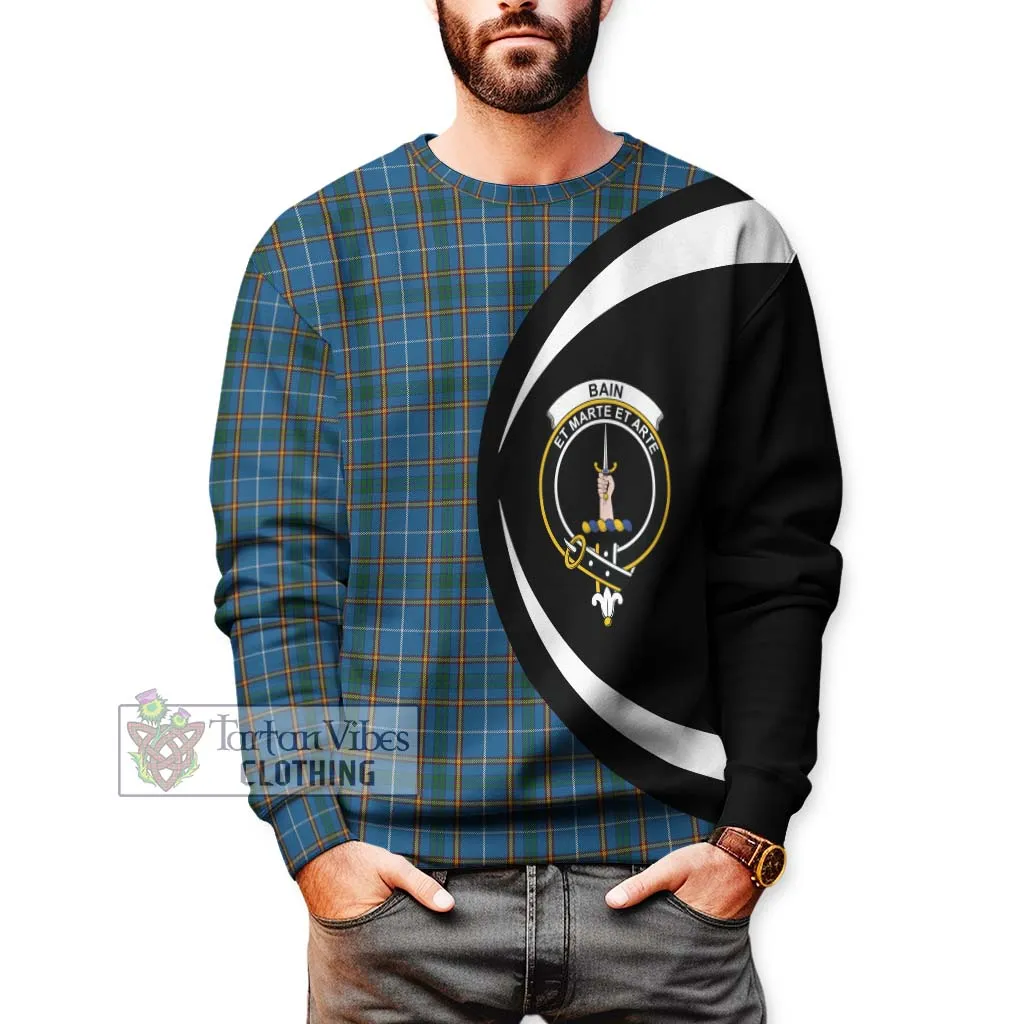 Bain Tartan Sweatshirt with Family Crest Circle Style