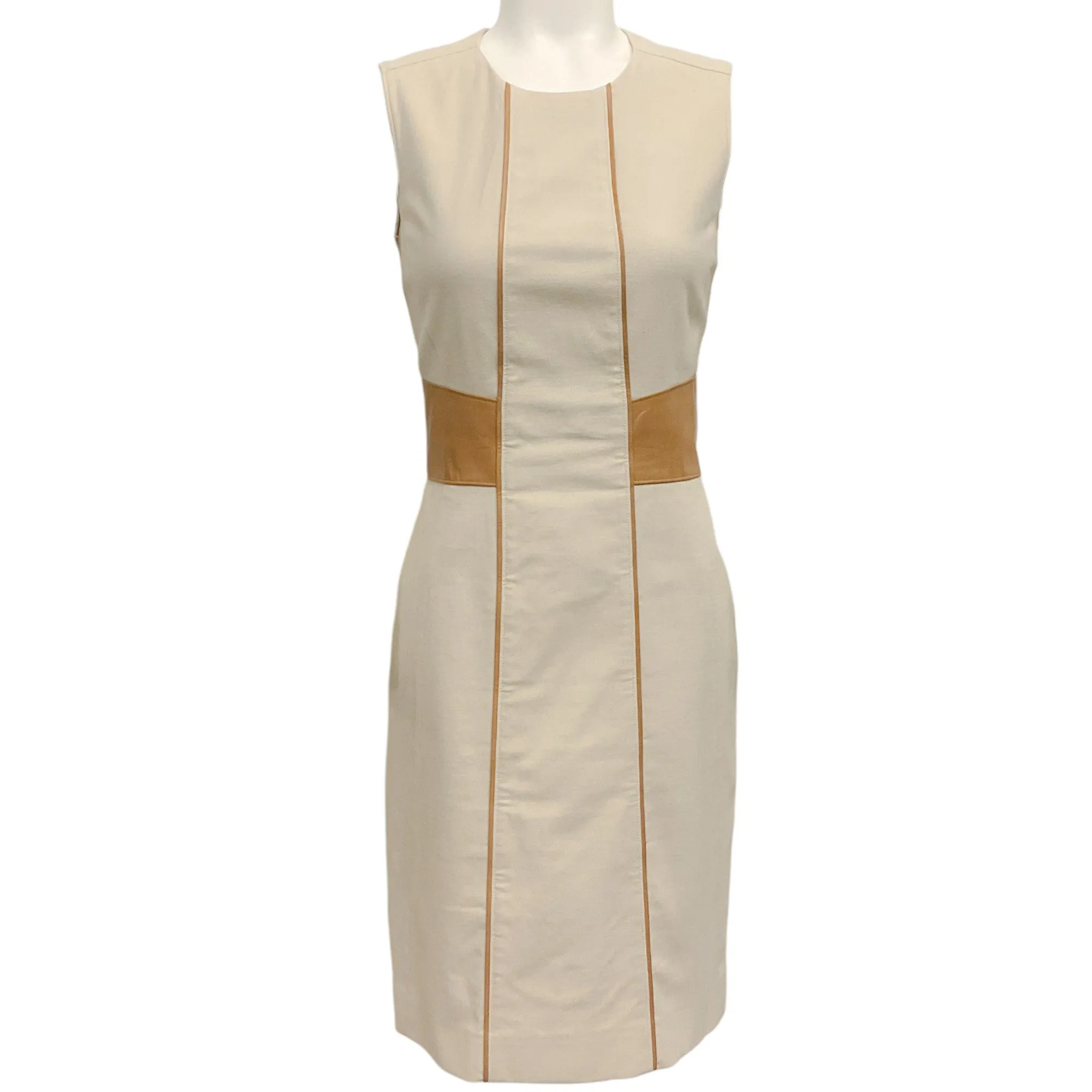 Belstaff Oat Sleeveless Dress with Leather Detail
