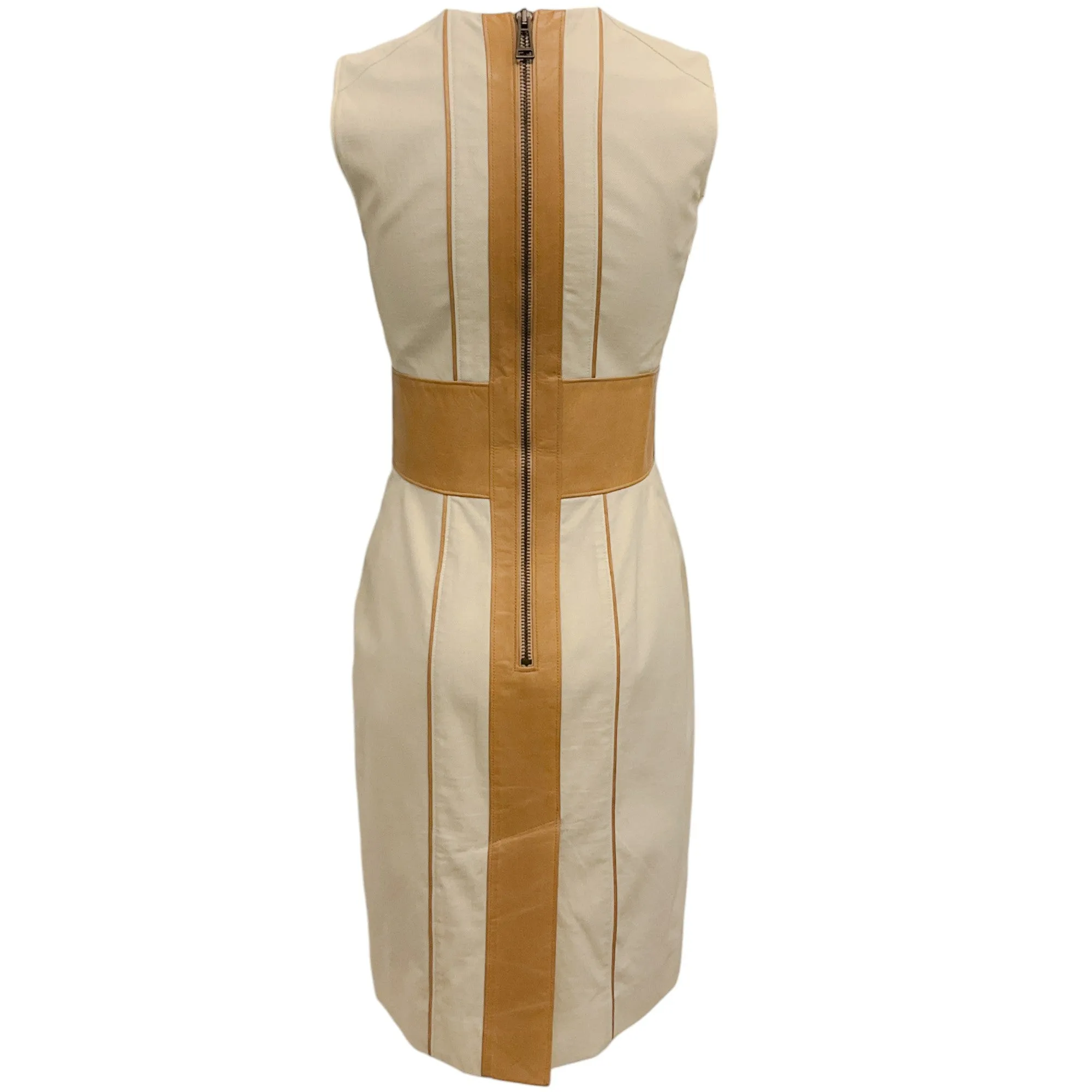 Belstaff Oat Sleeveless Dress with Leather Detail