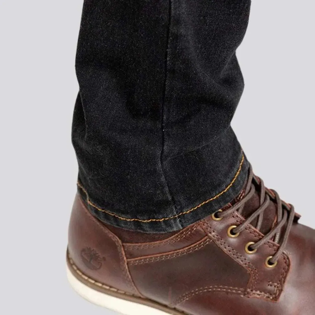 Biker men's mid-waist jeans