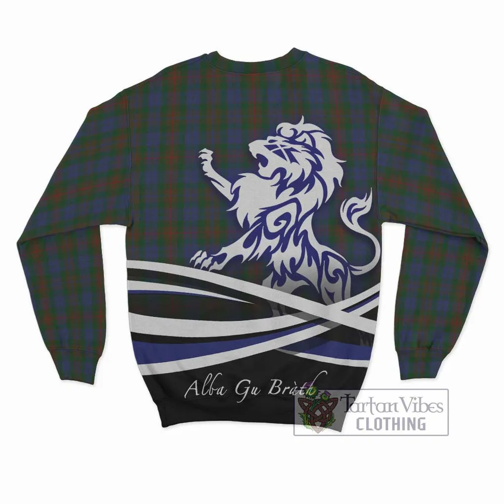Buchanan Hunting Tartan Sweatshirt with Alba Gu Brath Regal Lion Emblem