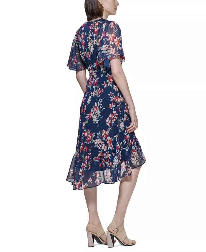 CALVIN KLEIN - Surplice High-Low Dress