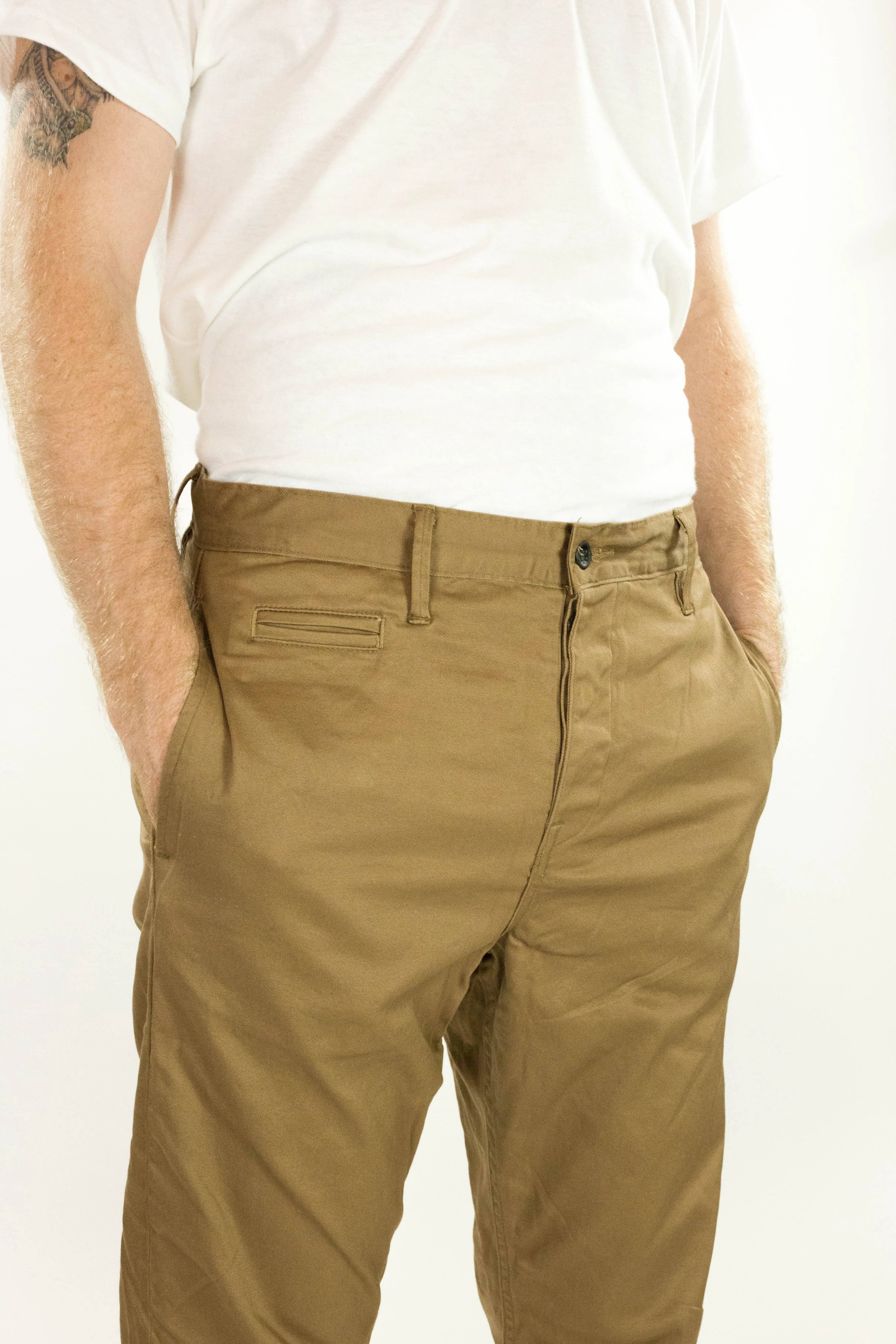 Coal Miner Dark Khaki 9 oz Japanese stretch sateen twill