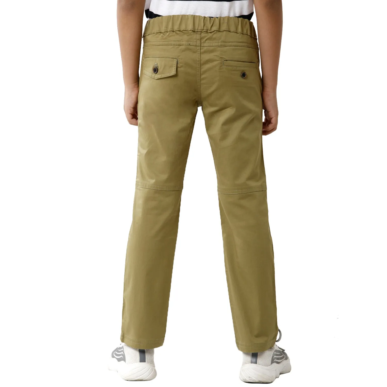 CP BRO BOYS Cotton Solid Slim Fit Olive Green Color Trouser - BBTR S1 06A