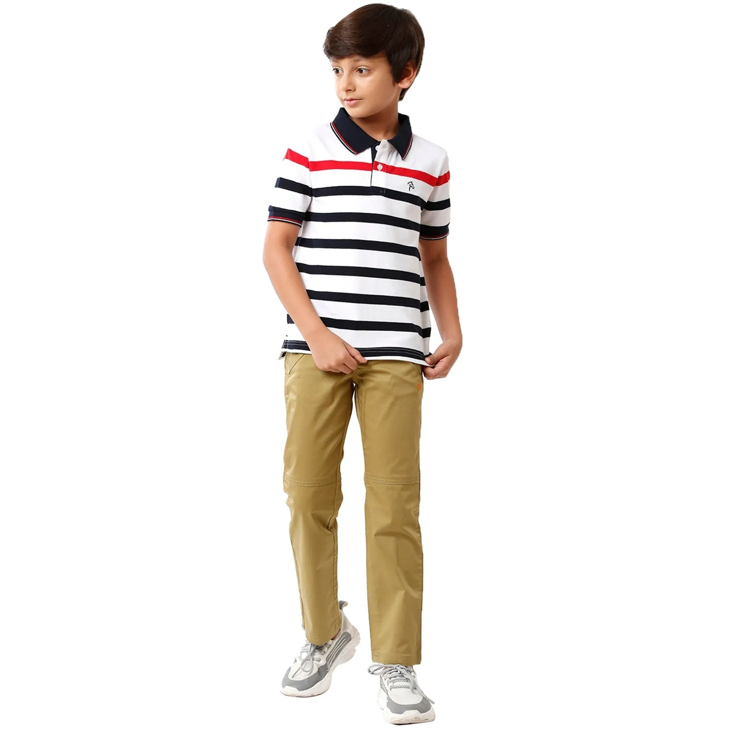 CP BRO BOYS Cotton Solid Slim Fit Olive Green Color Trouser - BBTR S1 06A