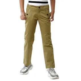 CP BRO BOYS Cotton Solid Slim Fit Olive Green Color Trouser - BBTR S1 06A