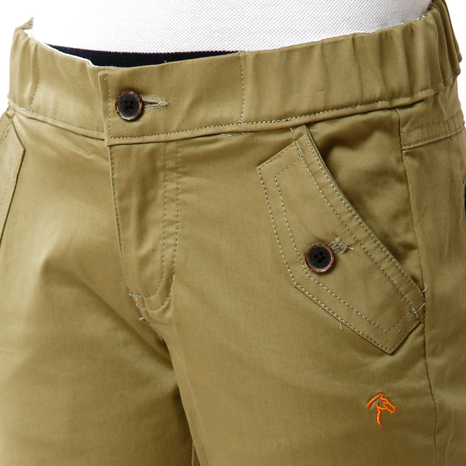 CP BRO BOYS Cotton Solid Slim Fit Olive Green Color Trouser - BBTR S1 06A