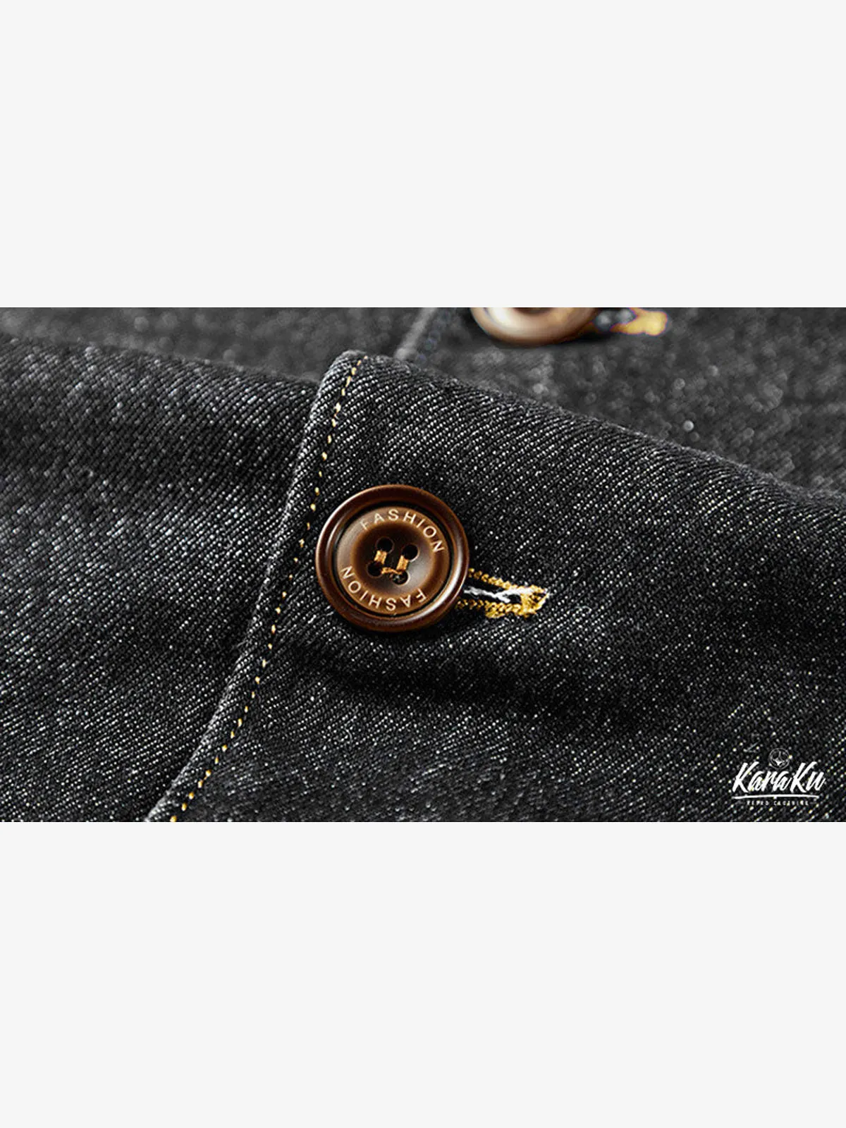 Denim Blazer Jacket With Leaf Brooch