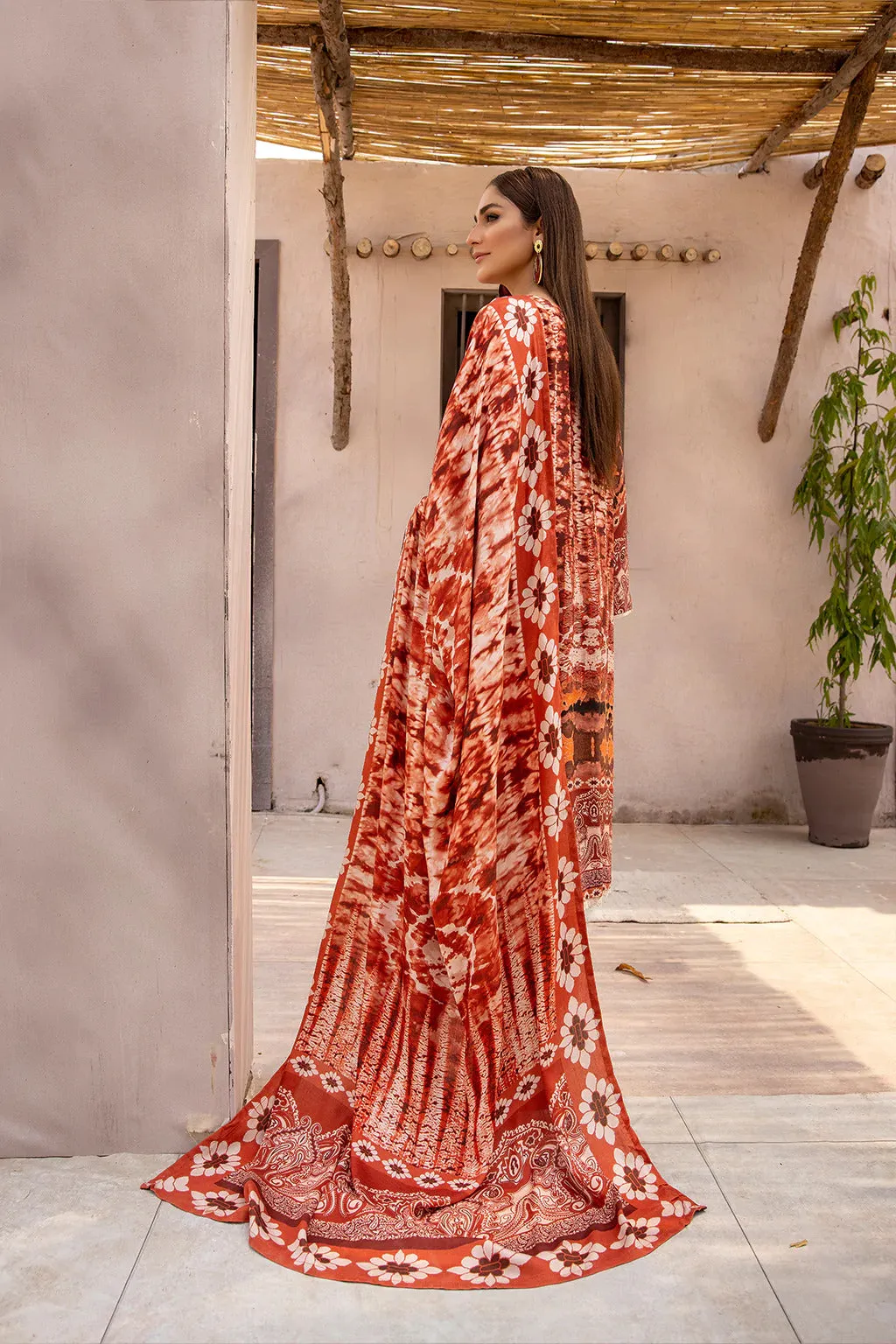 Desire by Johra Unstitched 3 Piece Digital Printed Leather Peach Collection'2022-JH-62