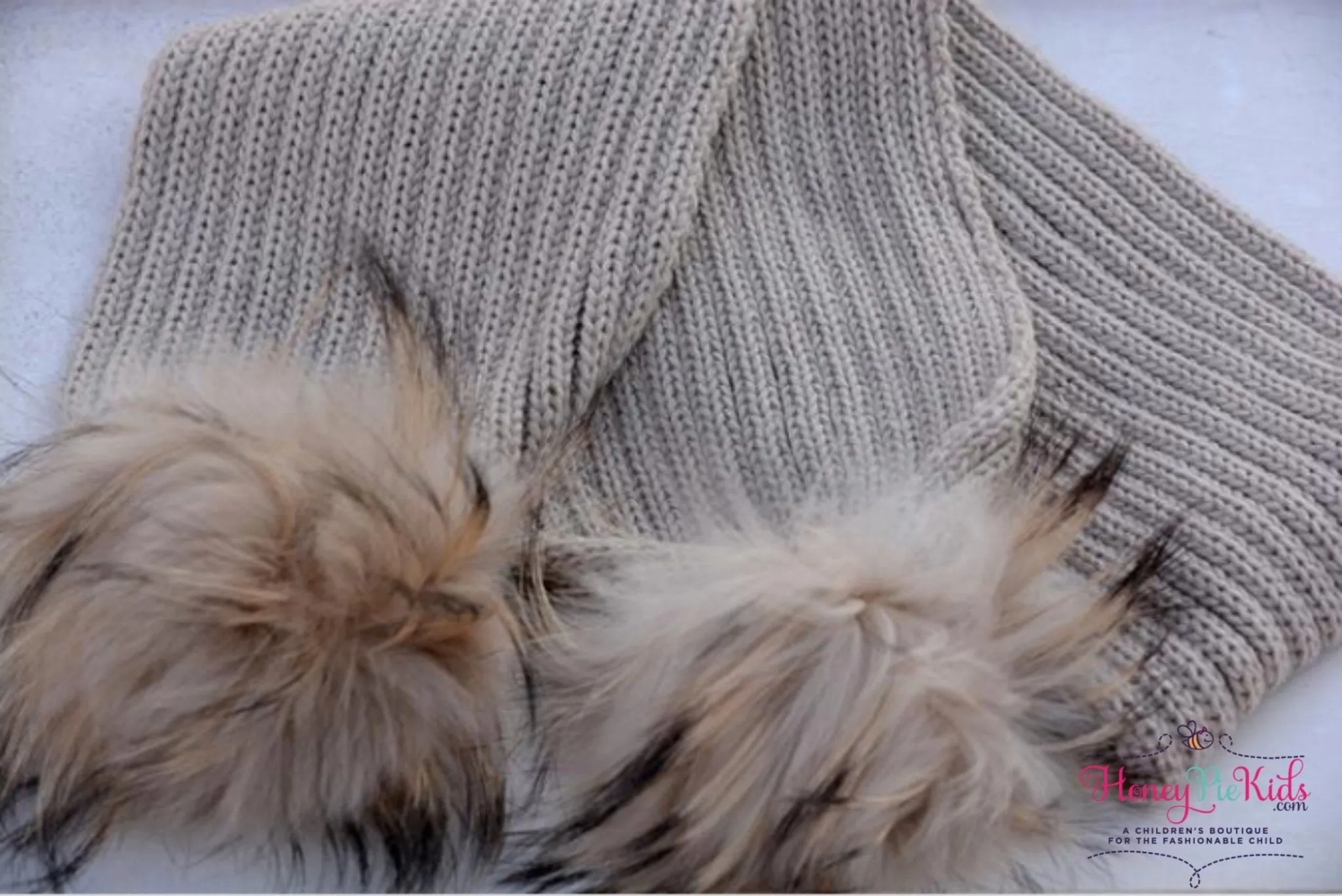 Double Fur Pom Knit Scarves-  5 Color Choices