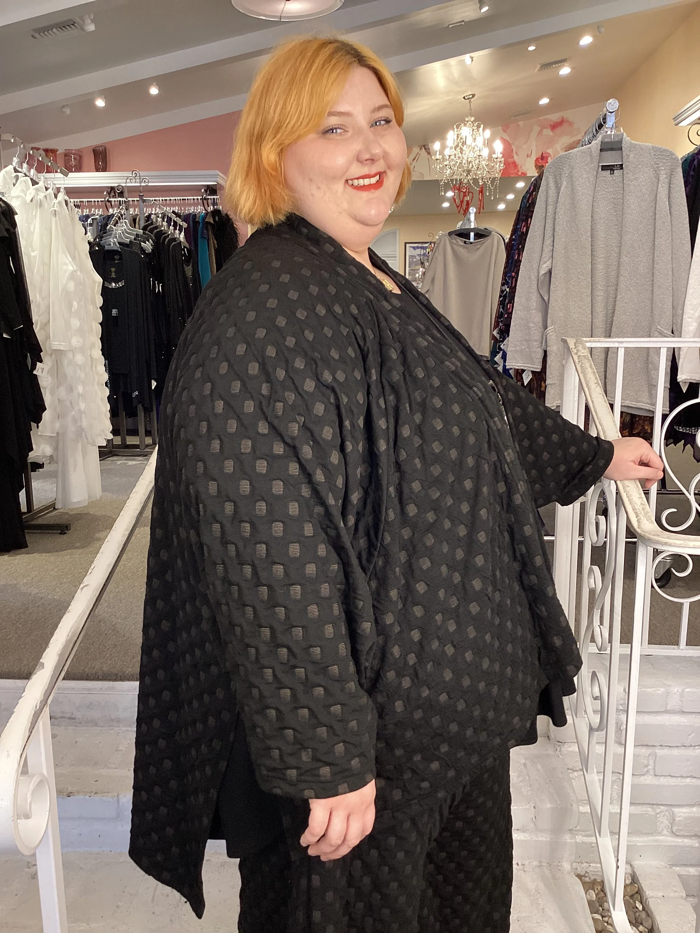 EMBOSSED KIMONO - BLK/BRONZE