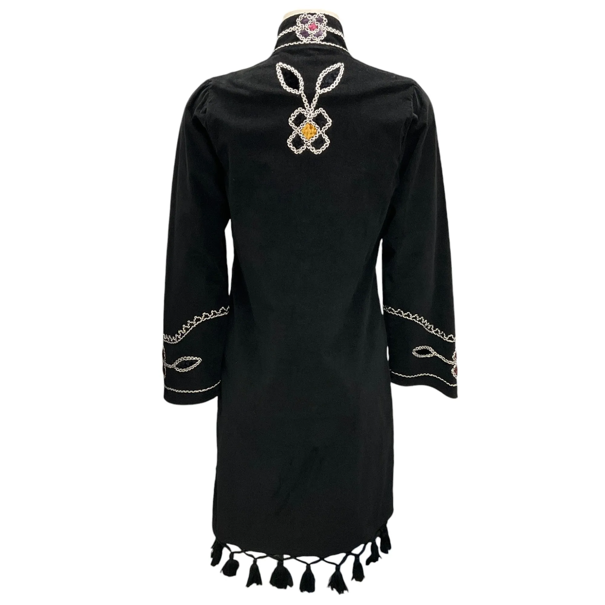 Figue Black Multi Embroidered Catalina Dress