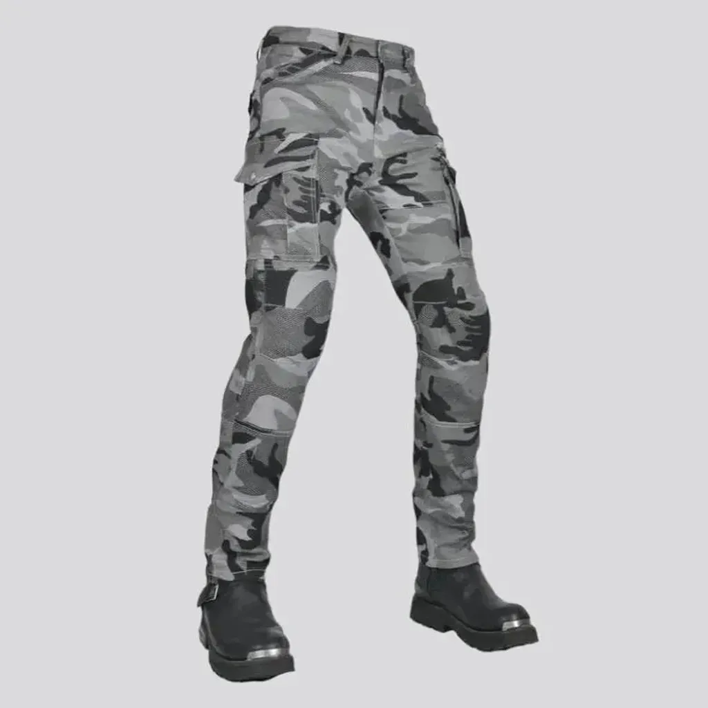 Grey slim moto denim pants
 for men