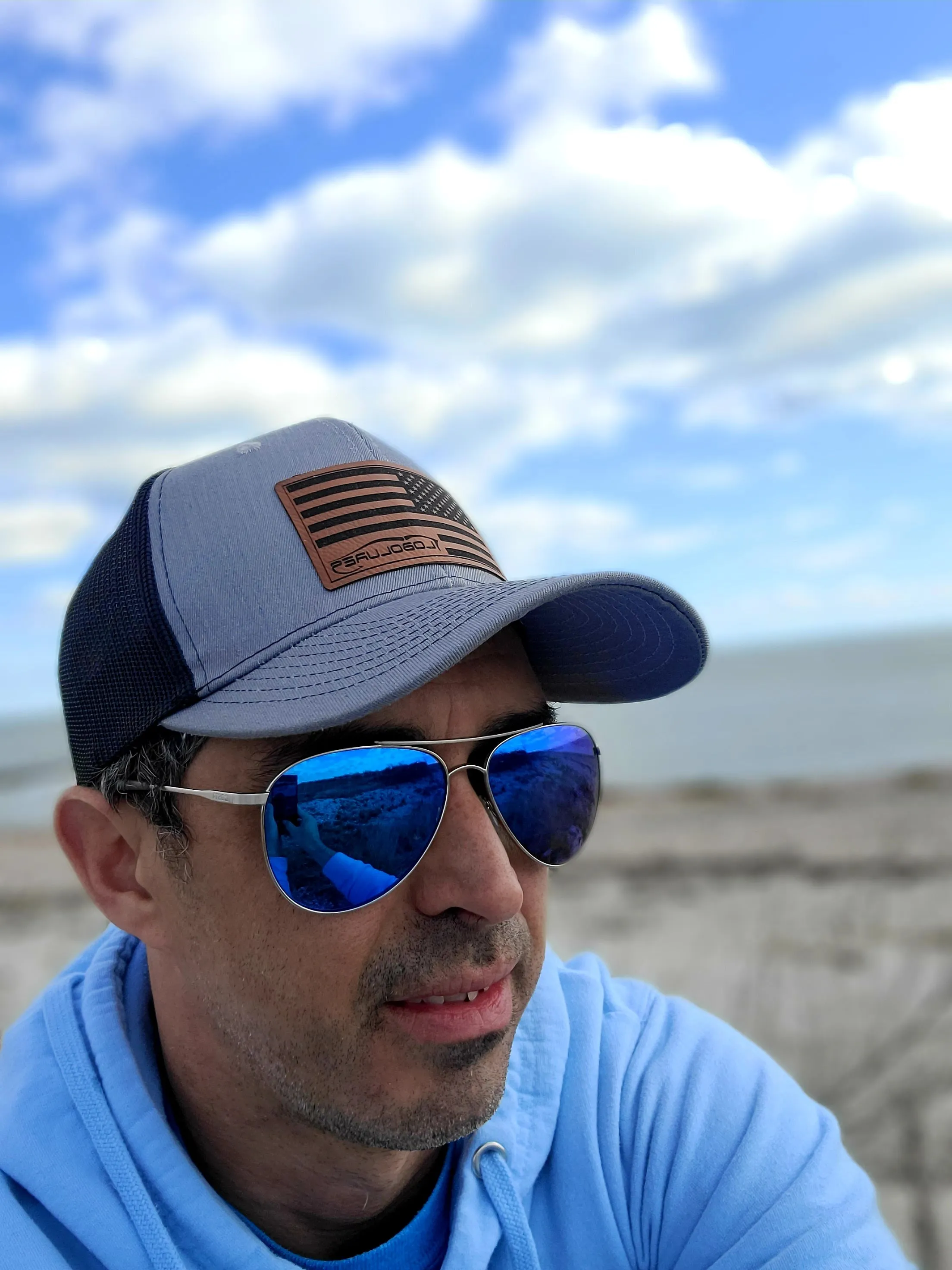 Lobo Lures USA Flag Leather Patch Series Baseball Hat