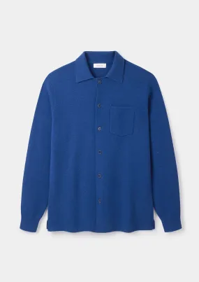 Marine Blue Merino Knit Polo