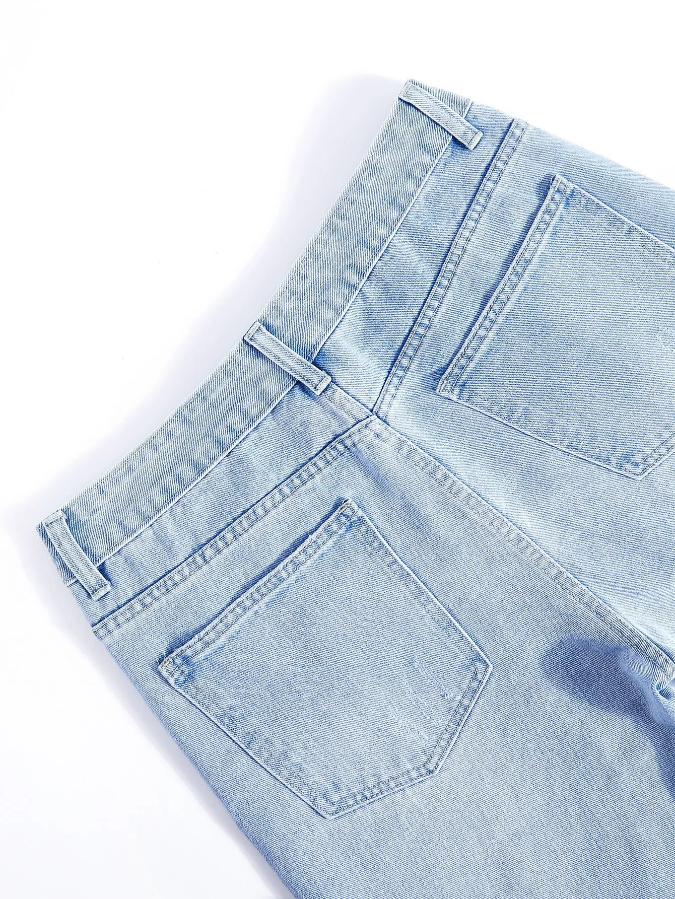 Men Ripped Slant Pocket Light Wash Jeans