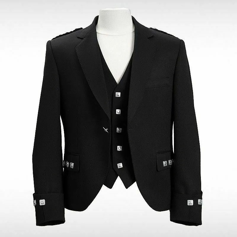 Men's Argyle Kilt Jacket With Vest Serge Wool Wedding Jacket Custom Kilt Jacket - Chest Sizes 30" to 54''