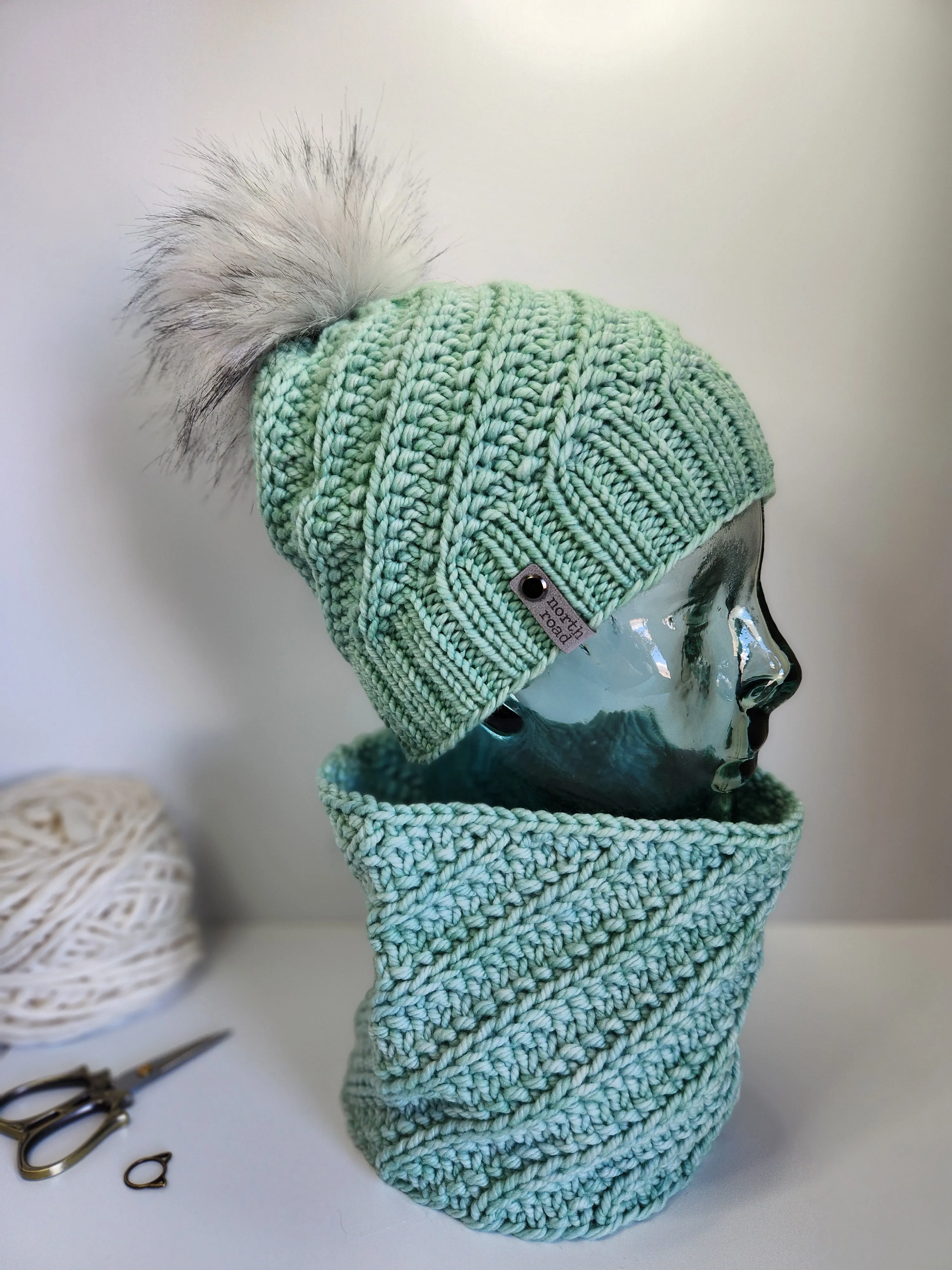 Merino Wool Pom Hat and Cowl Set