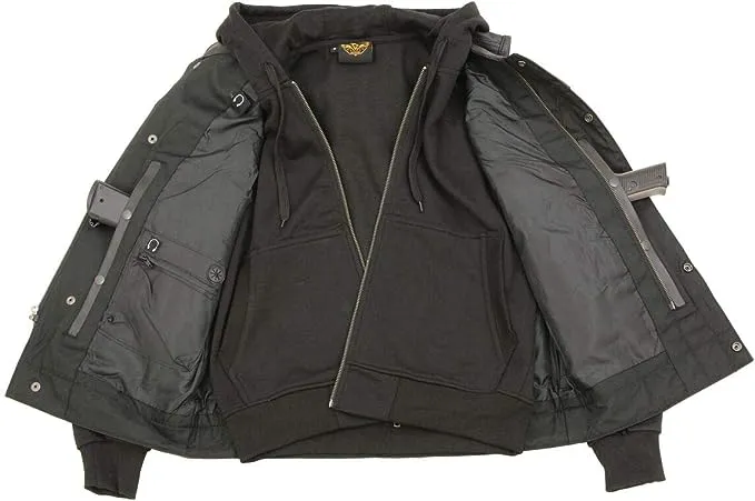 Milwaukee Leather Men's LKM3714 Black Vest with Full Sleeve Hoodie Jacket