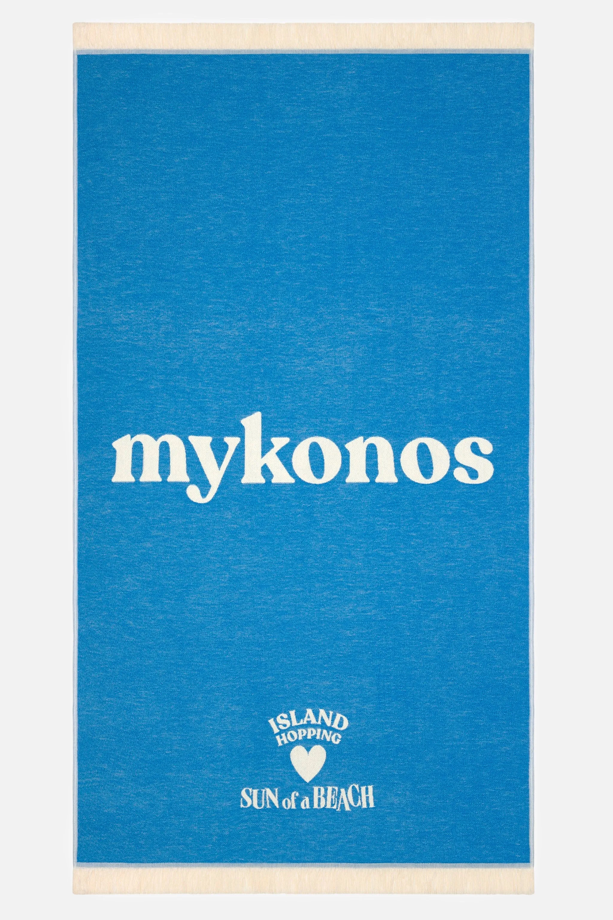 Mykonos Bright Blue | Feather Beach Towel