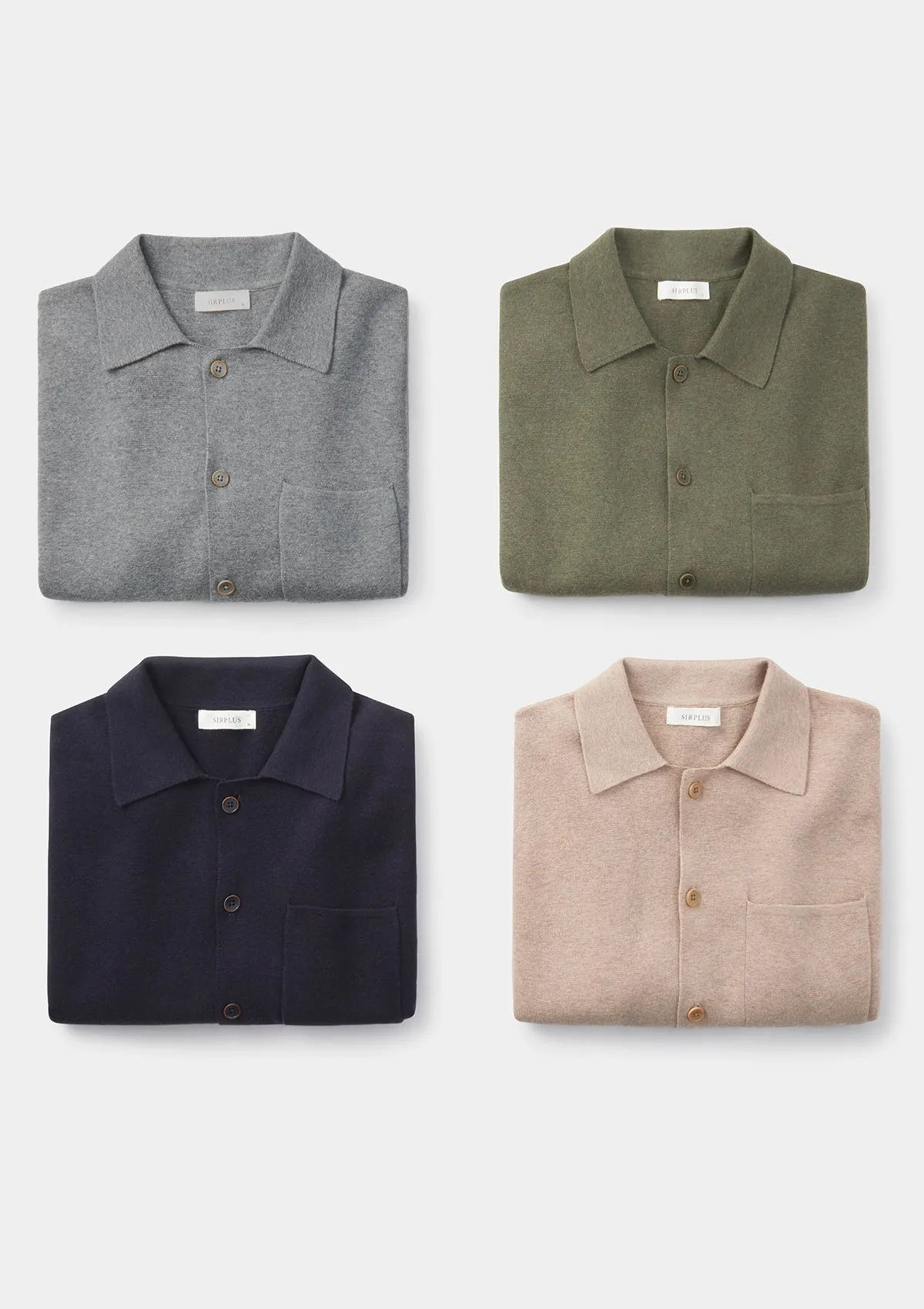 Navy Merino Knit Polo Shirt