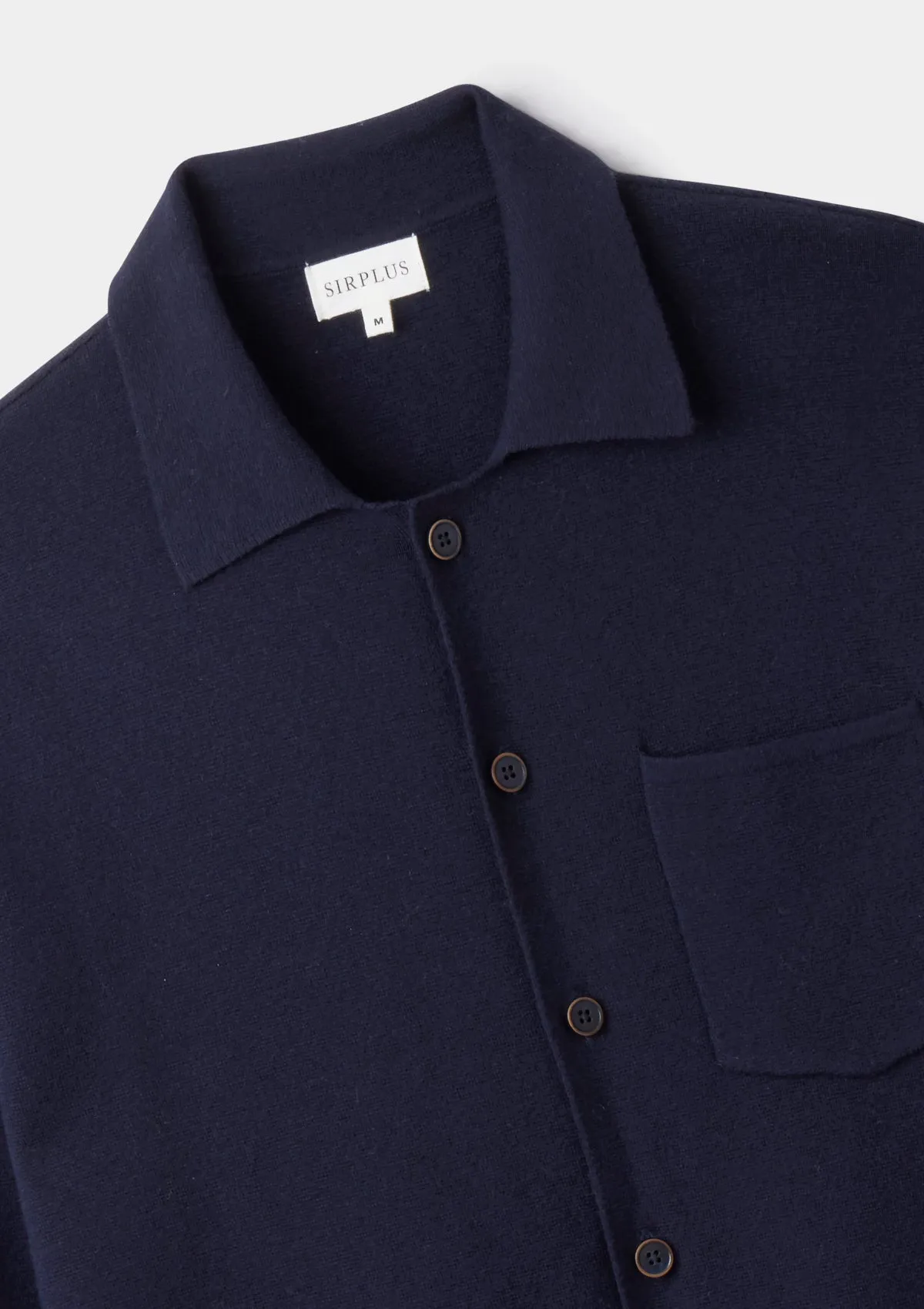 Navy Merino Knit Polo Shirt