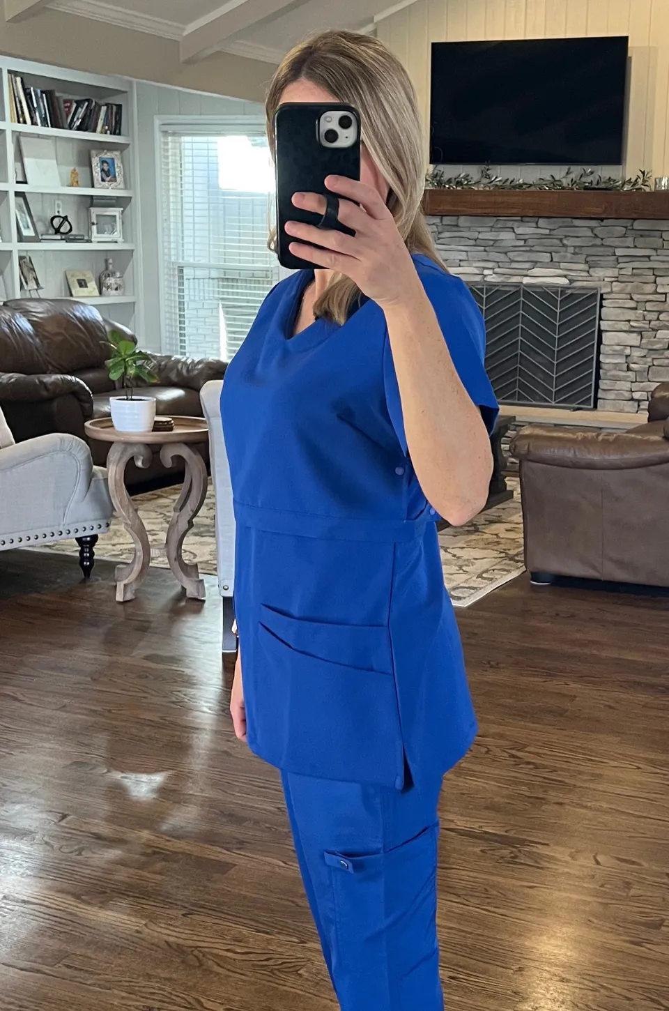 Nursing Scrubs Top For Breastfeeding - Royal Blue