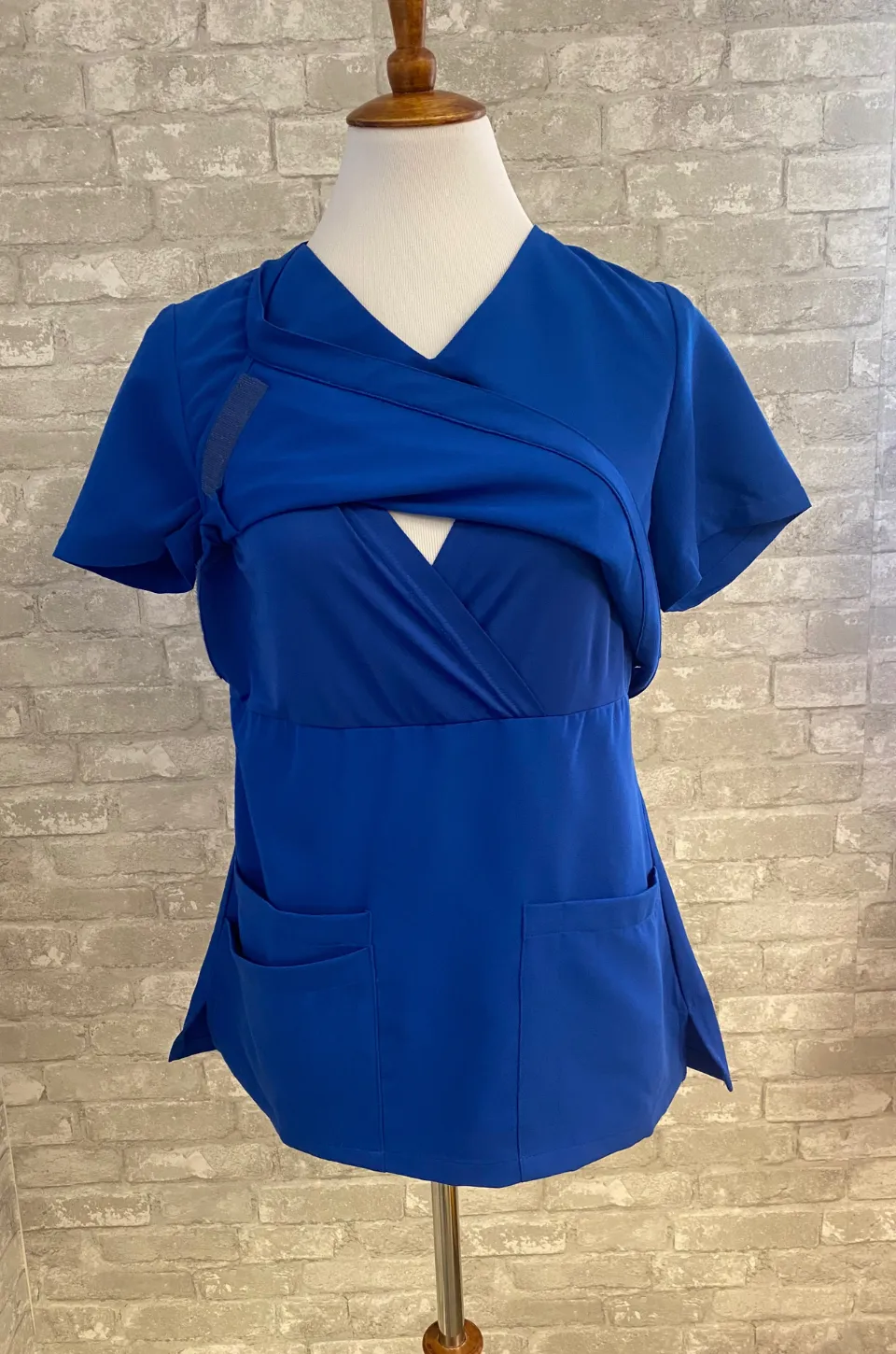 Nursing Scrubs Top For Breastfeeding - Royal Blue