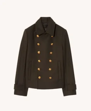 ORNELLA CROPPED PEACOAT - COCOA