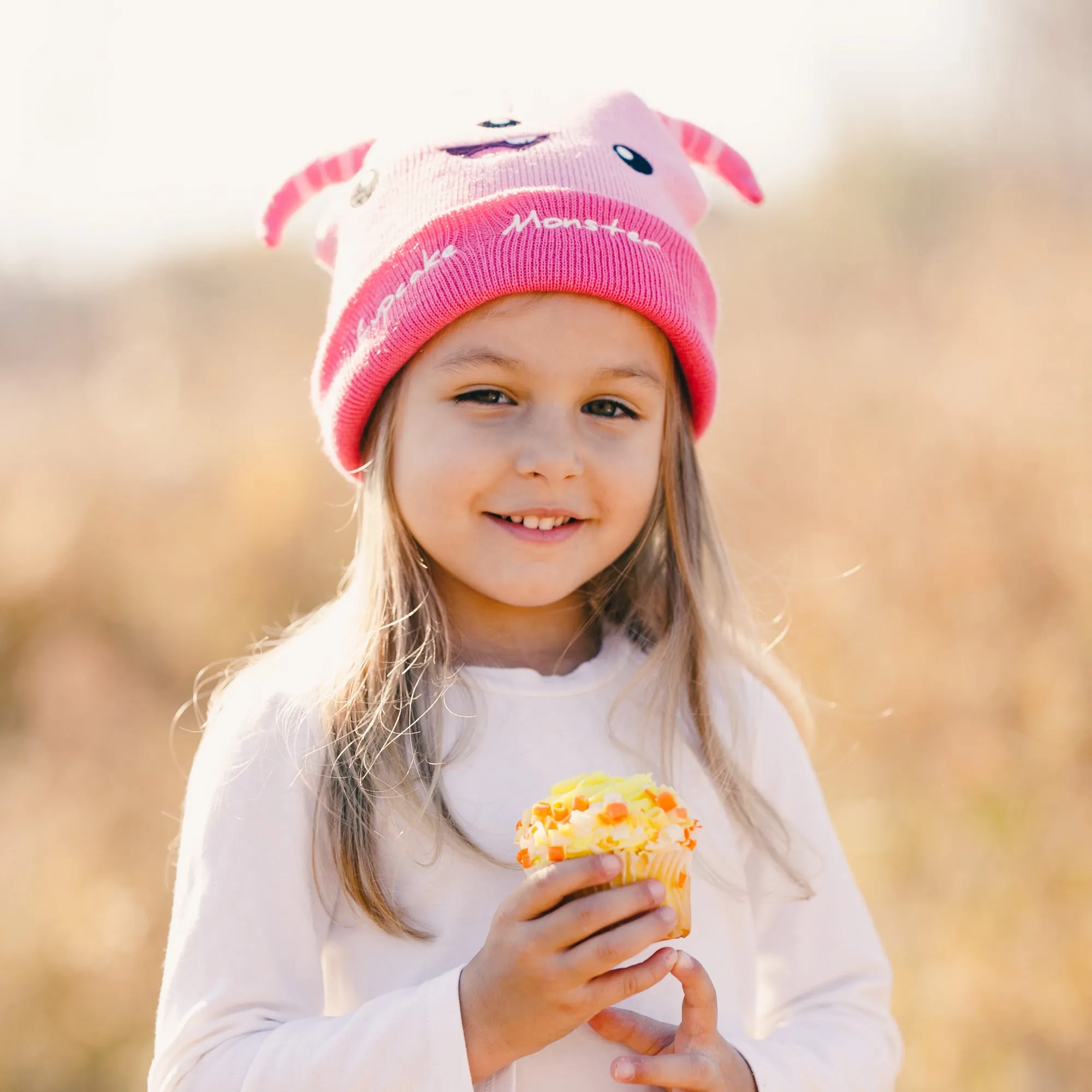 Pink Cupcake Monster One Size Fits All Baby Hat