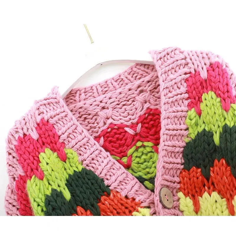 Pre Order:  Colorful Bohemian Handmade Bulky Cardigan