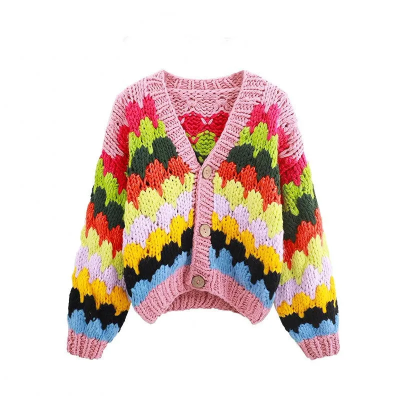 Pre Order:  Colorful Bohemian Handmade Bulky Cardigan