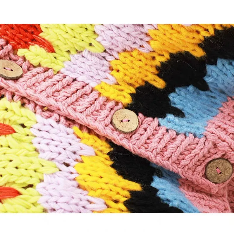 Pre Order:  Colorful Bohemian Handmade Bulky Cardigan