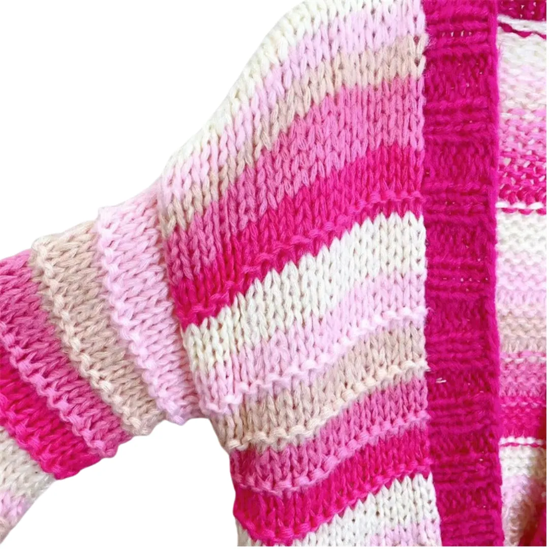 Pre Order:  Striped Long Sleeve Loose Knitted Cardigan