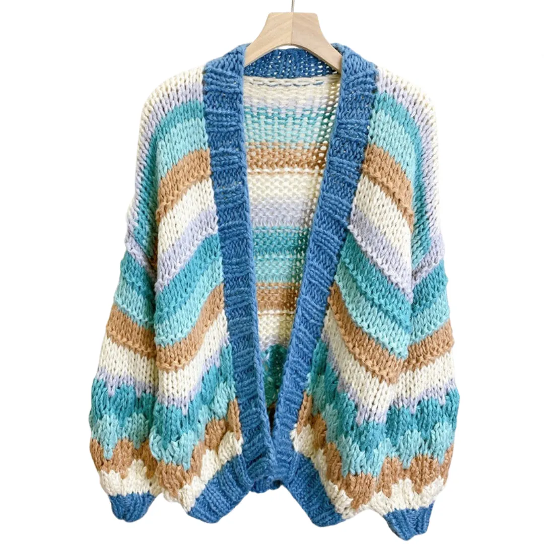 Pre Order:  Striped Long Sleeve Loose Knitted Cardigan