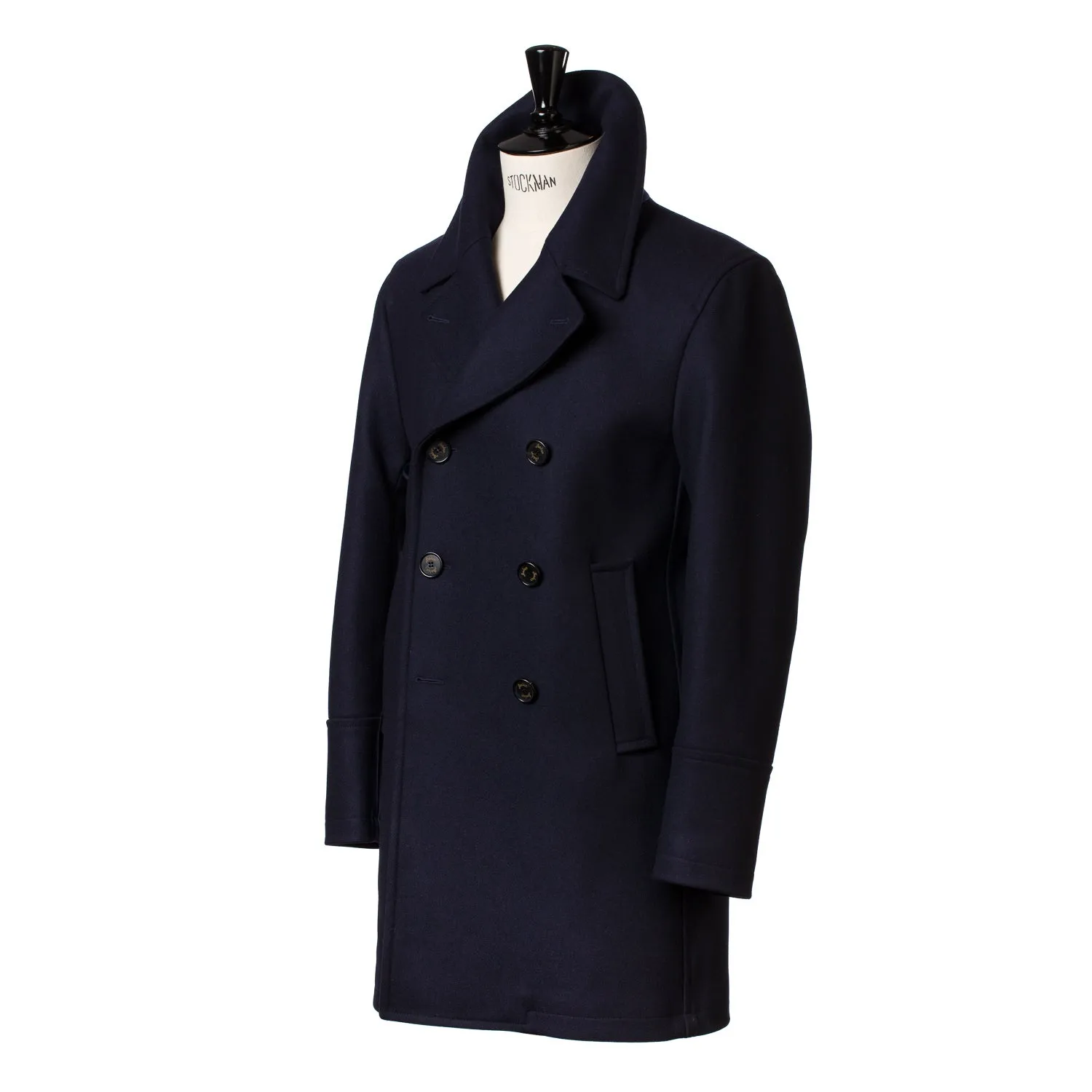 Sealup x MJ: Dunkelblauer Long-Peacoat "Genova" aus reiner Wolle - Iconic Sealup