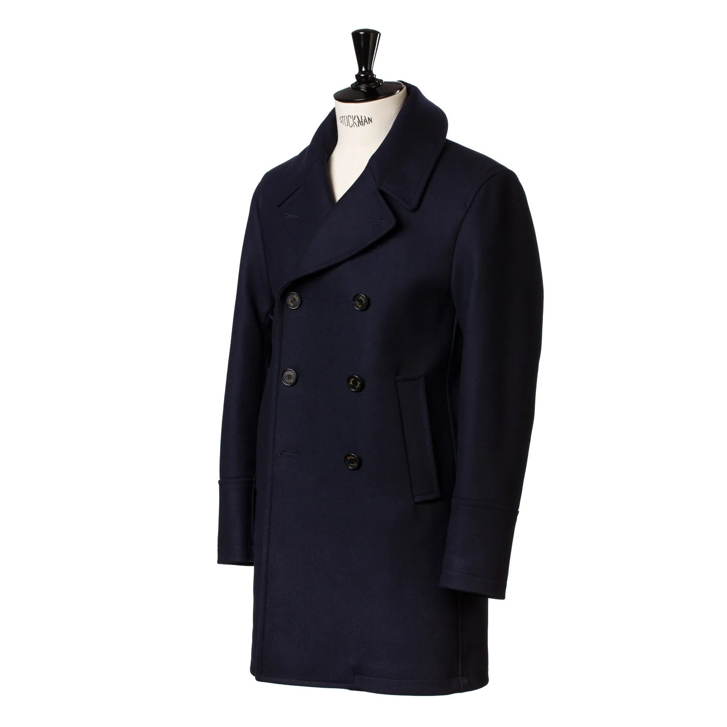 Sealup x MJ: Dunkelblauer Long-Peacoat "Genova" aus reiner Wolle - Iconic Sealup