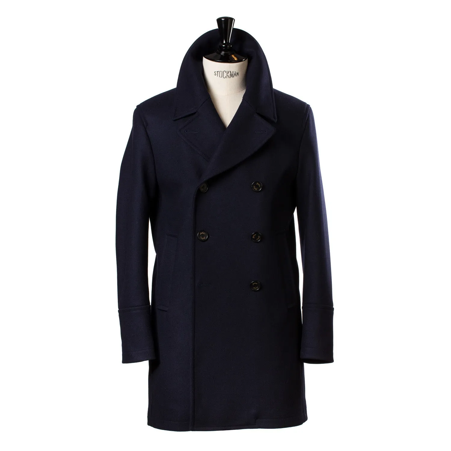 Sealup x MJ: Dunkelblauer Long-Peacoat "Genova" aus reiner Wolle - Iconic Sealup