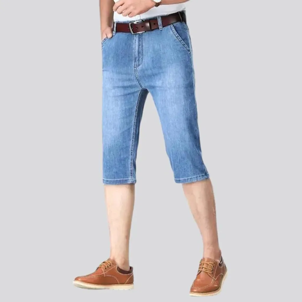 Straight sanded jeans shorts