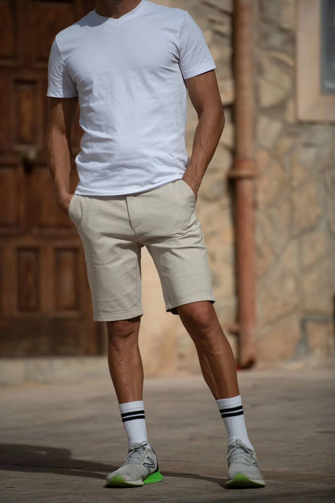 Strandvägen Men's Khaki Cycling Chino Shorts