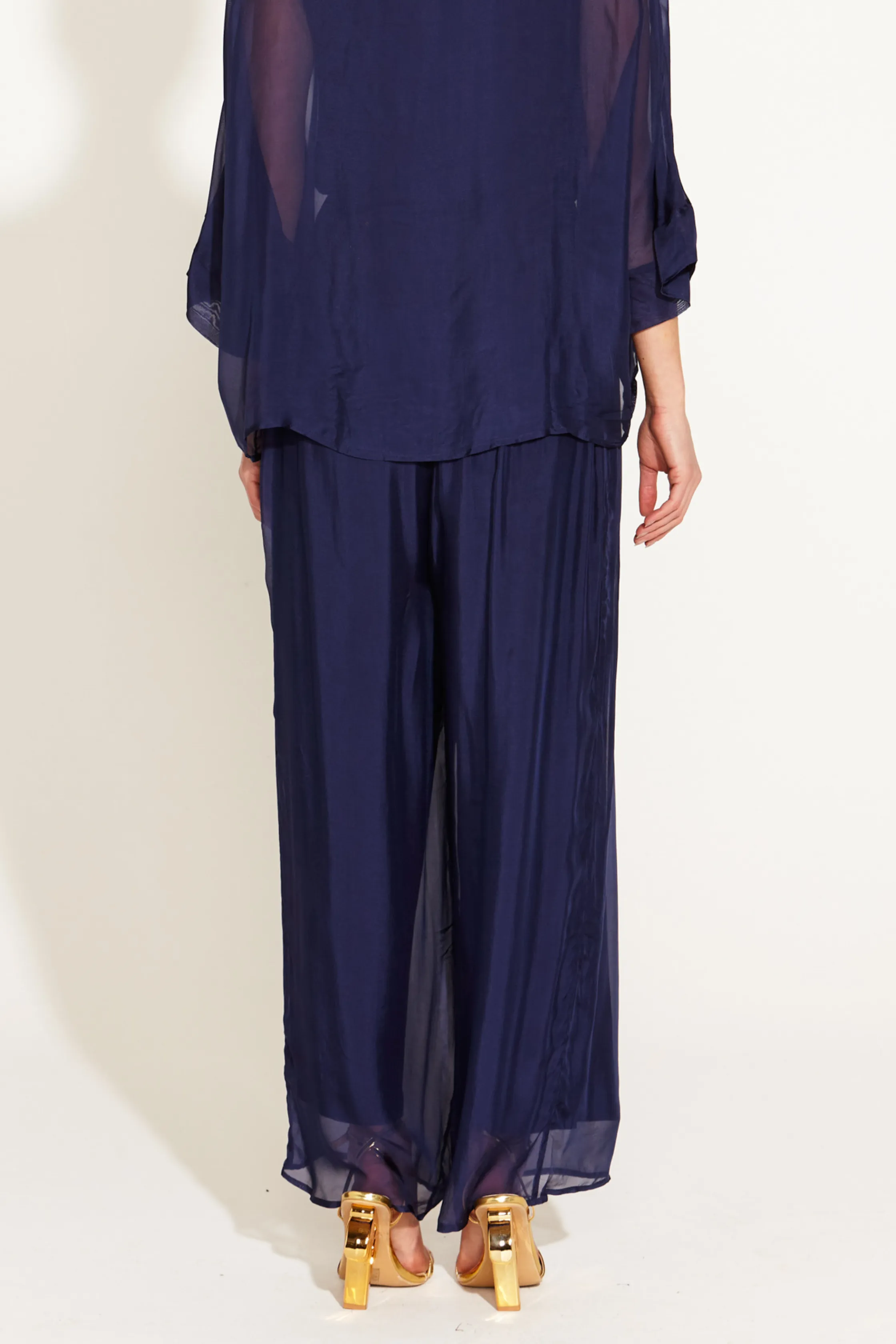 SUNLIGHT AND SHADOW SILK PANT - Navy