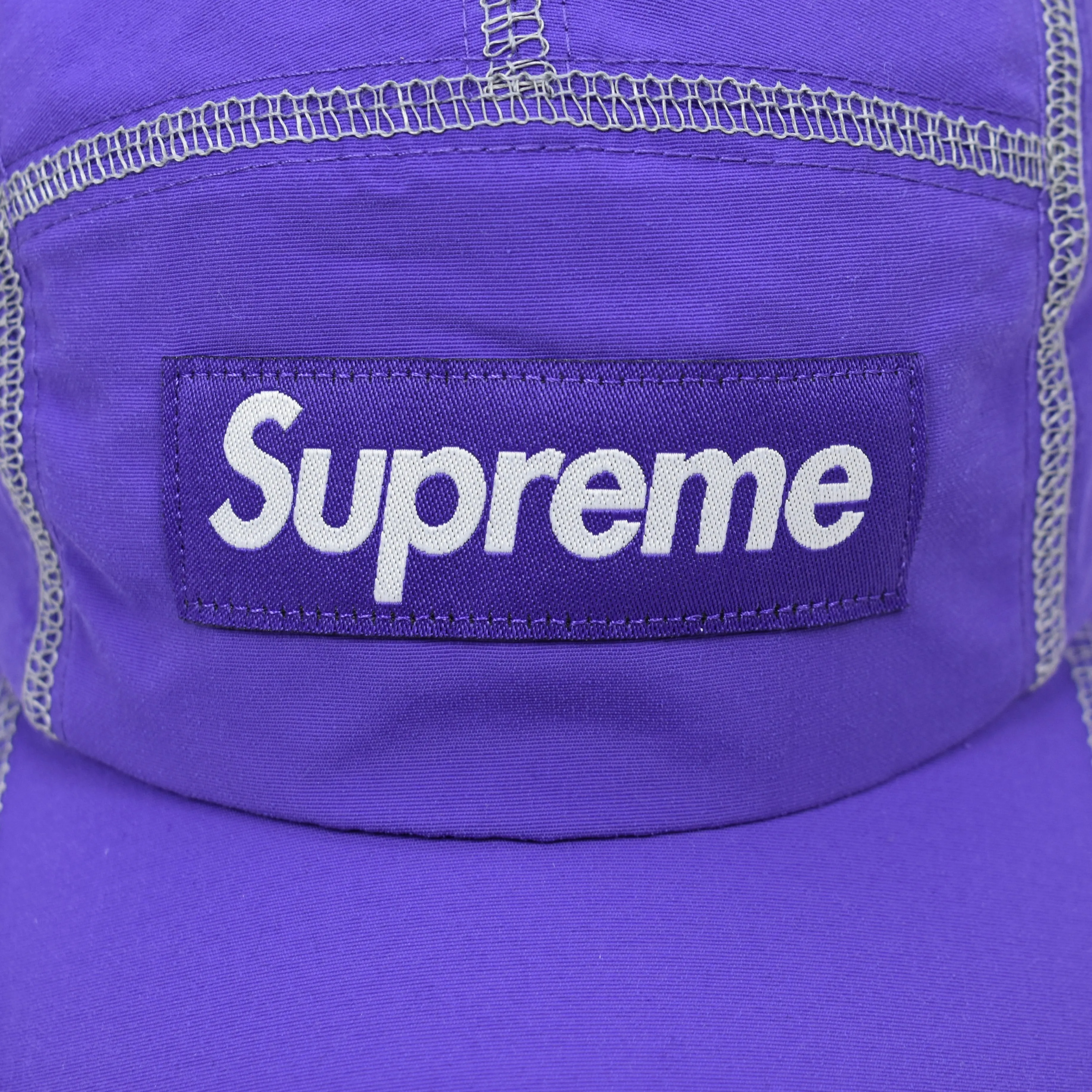 Supreme - Purple Box Logo Reflective Stitch Hat w/ Compass