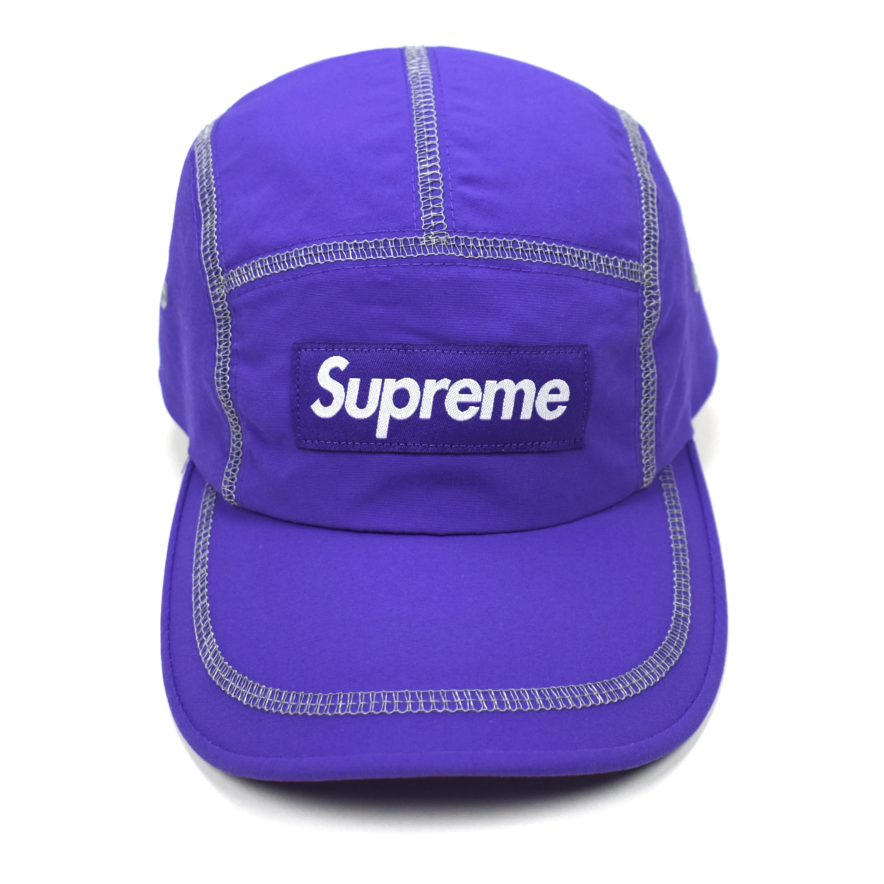 Supreme - Purple Box Logo Reflective Stitch Hat w/ Compass