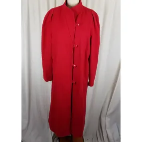 Vintage Beau Brem Red Winter Wool High Neck Maxi Coat Peacoat Womens sz 18T Loop