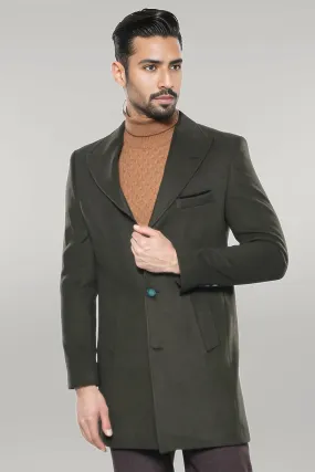 WSS Wide Lapel Green Men Peacoat  - Singen