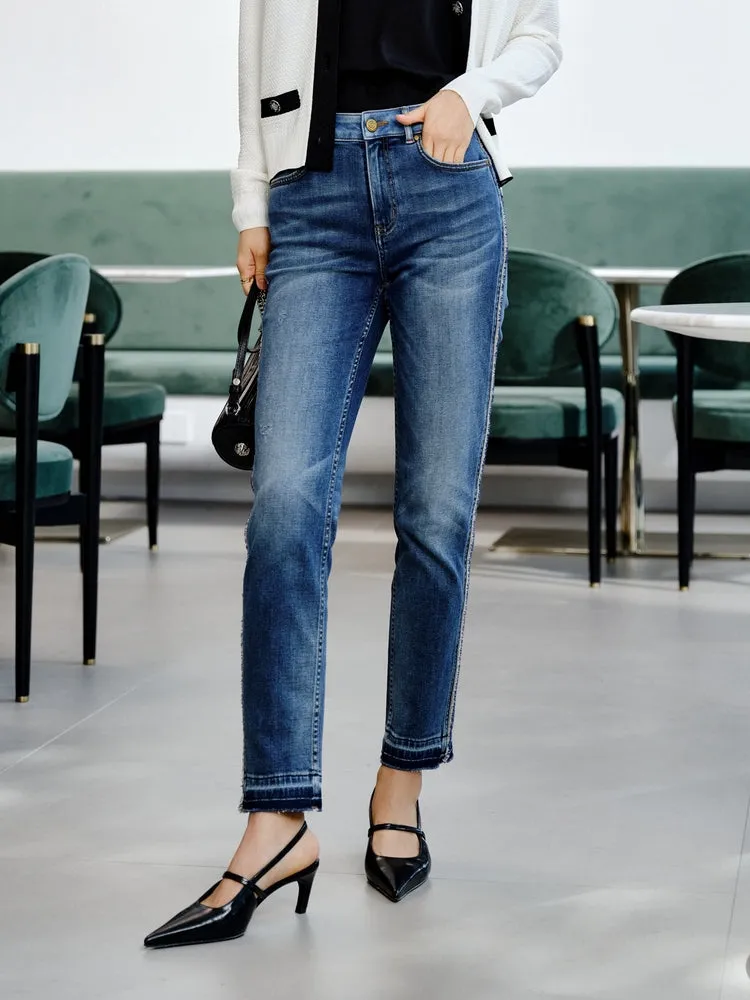 Yaying Silk Straight-Leg Jeans