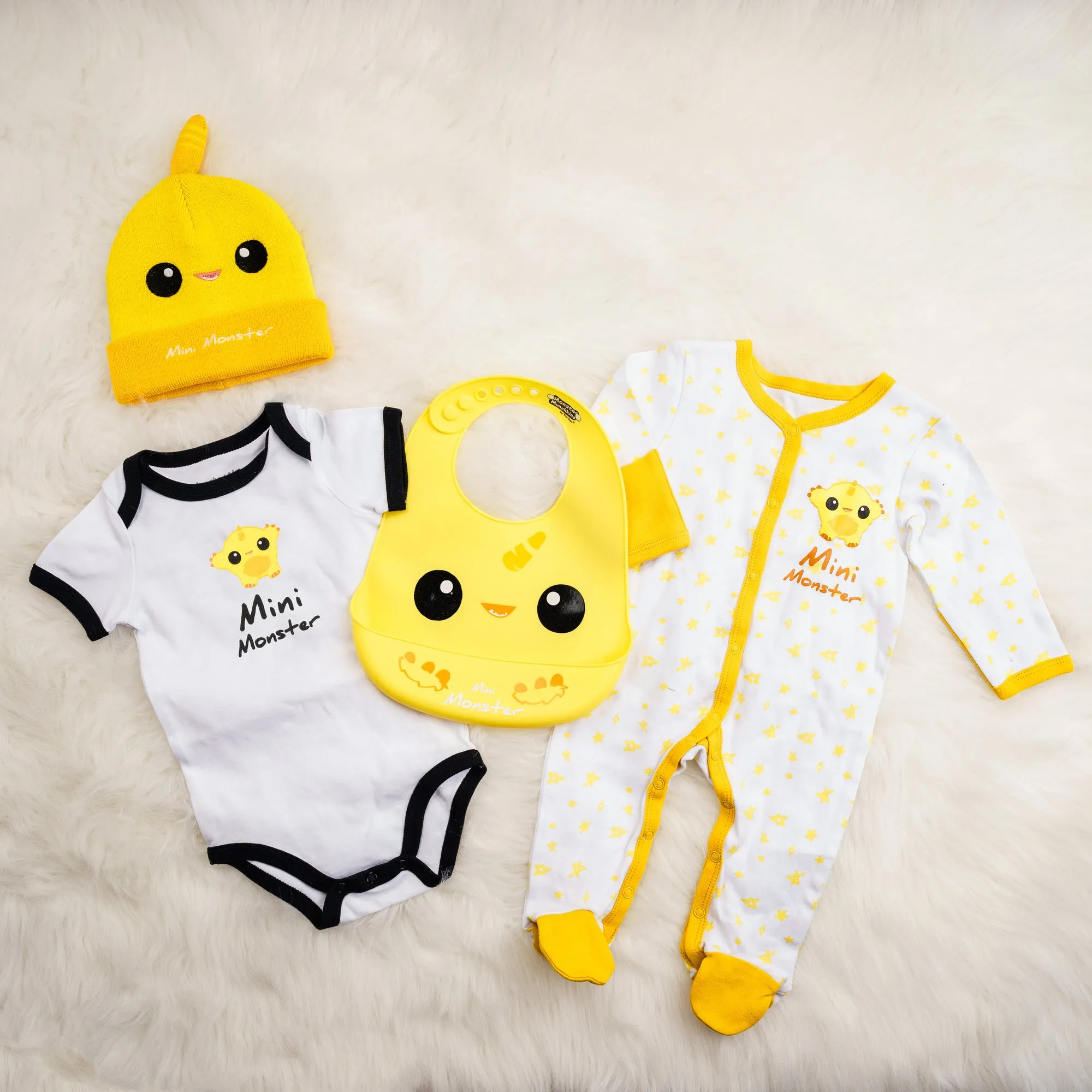 Yellow Mini Monster One Size Fits All Baby Hat