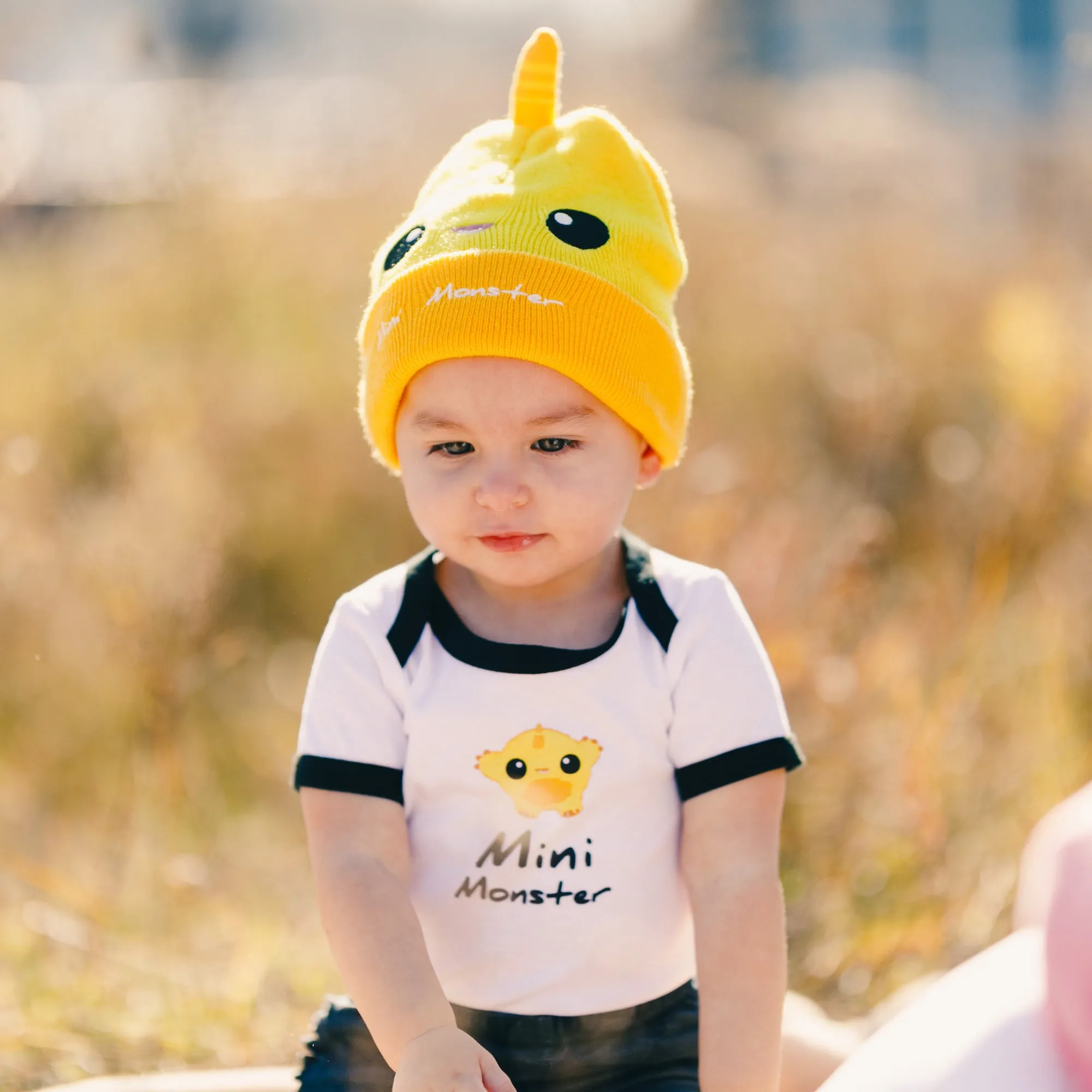 Yellow Mini Monster One Size Fits All Baby Hat